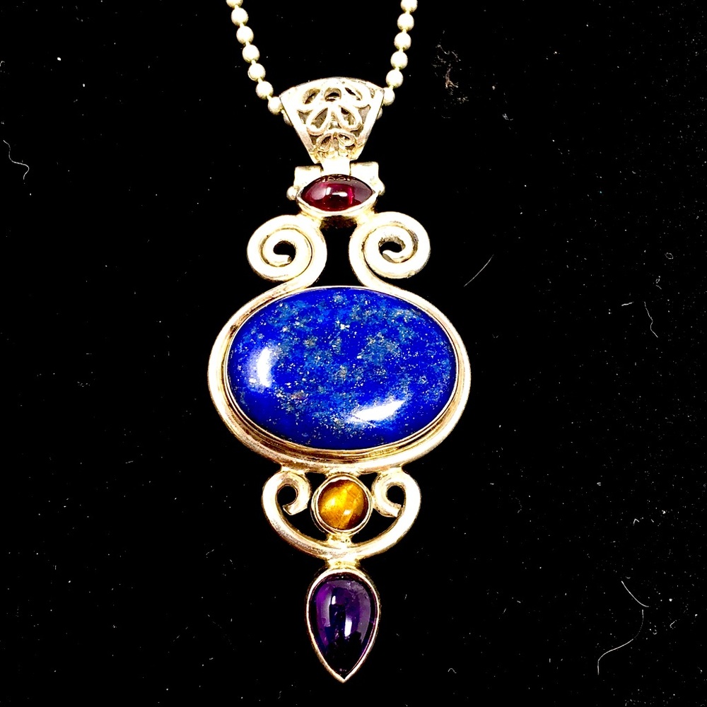 925 Silver Necklace with Lapis Lazuli Pendant